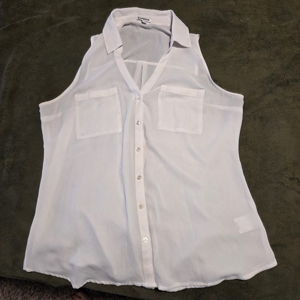 Express Sheer White Sleeveless Blouse
